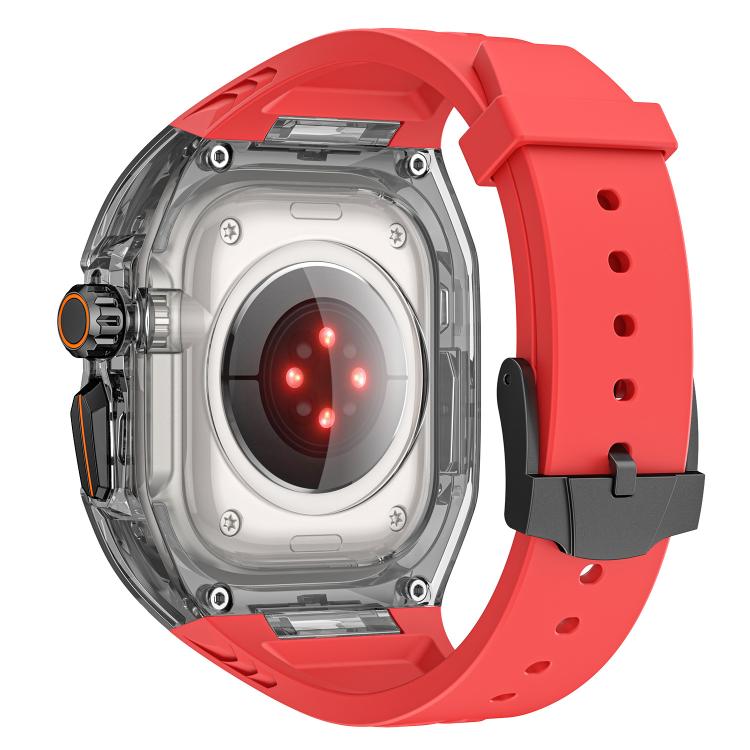For Apple Watch Ultra 2 / 1 49mm Kalebol Glacier Integrated Transparent Silicone Strap(Red Transparent Black) - Watch Bands by Kalebol | Online Shopping South Africa | PMC TechLife | Buy Now Pay Later Mobicred