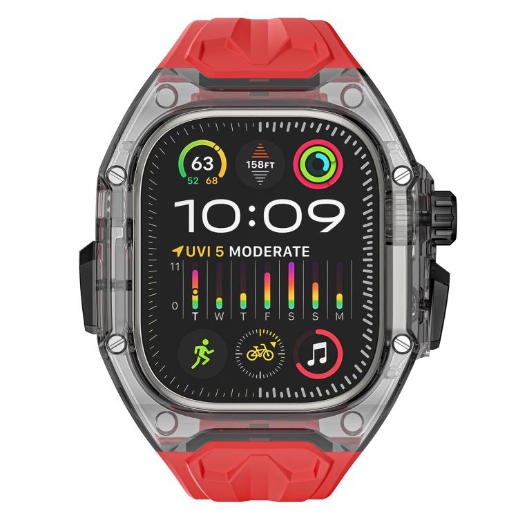 For Apple Watch Ultra 2 / 1 49mm Kalebol Glacier Integrated Transparent Silicone Strap(Red Transparent Black) - Watch Bands by Kalebol | Online Shopping South Africa | PMC TechLife | Buy Now Pay Later Mobicred