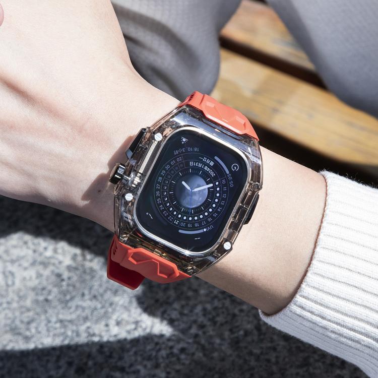 For Apple Watch Ultra 2 / 1 49mm Kalebol Glacier Integrated Transparent Silicone Strap(Red Transparent Black) - Watch Bands by Kalebol | Online Shopping South Africa | PMC TechLife | Buy Now Pay Later Mobicred