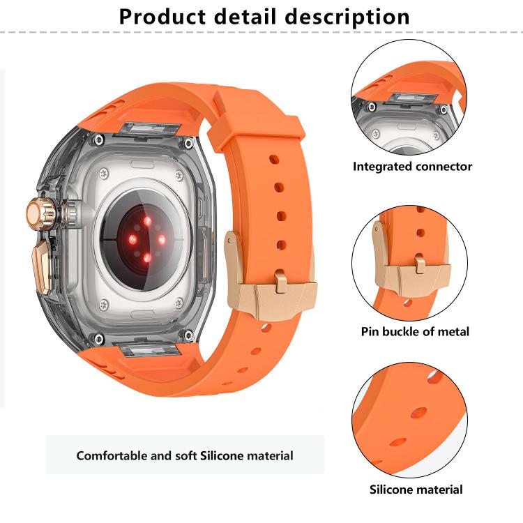 For Apple Watch 46mm / 45mm / 44mm / 42mm Kalebol Glacier Integrated Transparent Silicone Strap(Orange Transparent Black) - Watch Bands by Kalebol | Online Shopping South Africa | PMC TechLife | Buy Now Pay Later Mobicred