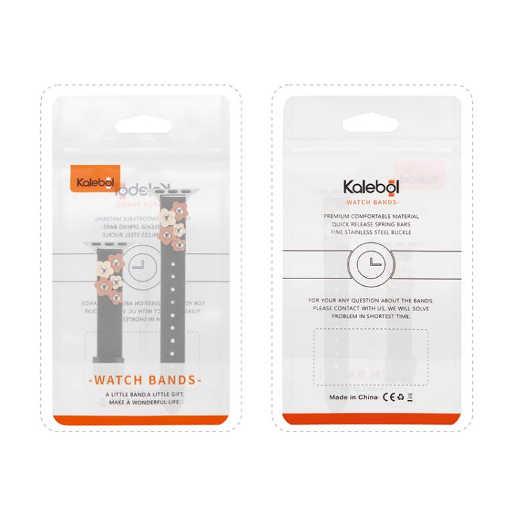 For Apple Watch 46mm / 49mm / 45mm / 44mm Kalebol Studded Flower Leather Strap(Milk Apricot) - free shipping - PMC TechLife - Order now!