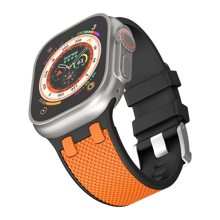 For Apple Watch 46mm / 49mm / 45mm / 44mm Kalebol Farmhouse Oak Silicone Strap(Black + Orange) - free shipping - PMC TechLife - Order now!