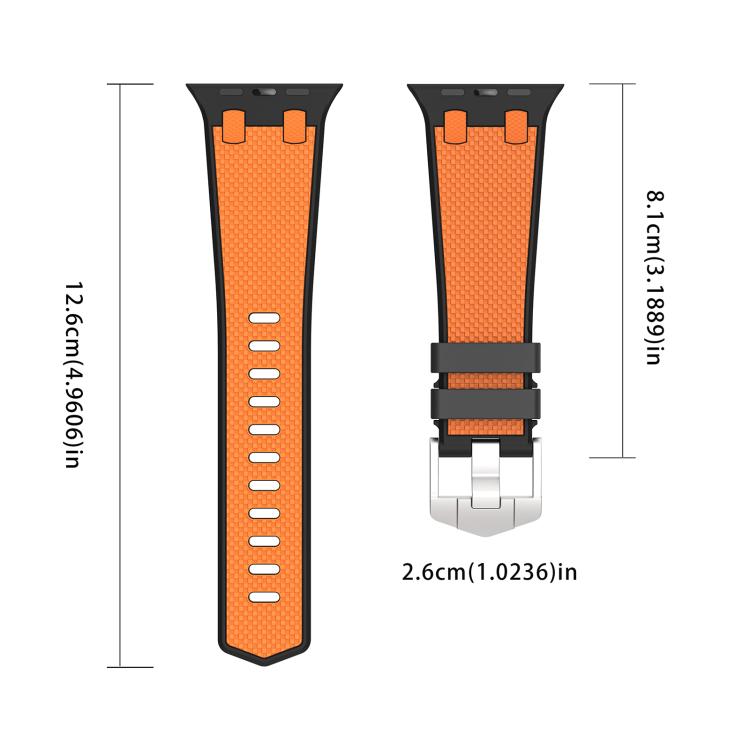 For Apple Watch 46mm / 49mm / 45mm / 44mm Kalebol Farmhouse Oak Silicone Strap(Black + Orange) - free shipping - PMC TechLife - Order now!
