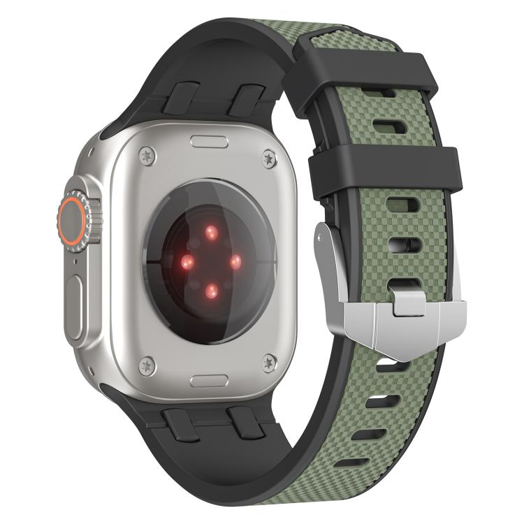 For Apple Watch 46mm / 49mm / 45mm / 44mm Kalebol Farmhouse Oak Silicone Strap(Black + Army Green) - free shipping - PMC TechLife - Order now!