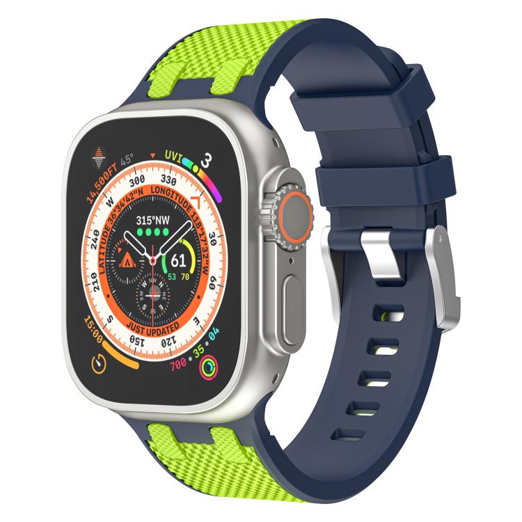 For Apple Watch 46mm / 49mm / 45mm / 44mm Kalebol Farmhouse Oak Silicone Strap(Blue + Lime Green) - Watch Bands by Kalebol | Online Shopping South Africa | PMC TechLife | Buy Now Pay Later Mobicred