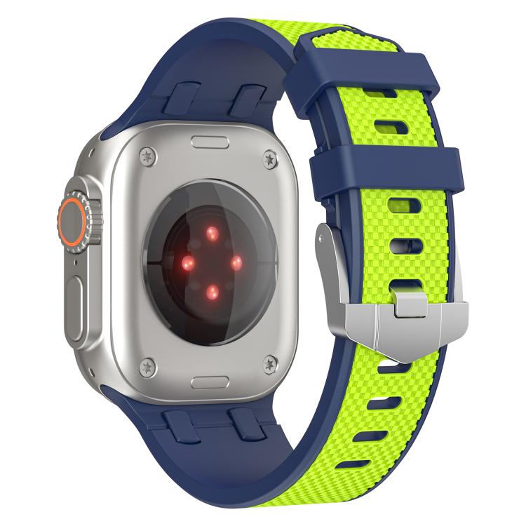 For Apple Watch 46mm / 49mm / 45mm / 44mm Kalebol Farmhouse Oak Silicone Strap(Blue + Lime Green) - Watch Bands by Kalebol | Online Shopping South Africa | PMC TechLife | Buy Now Pay Later Mobicred