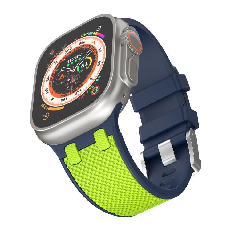 For Apple Watch 46mm / 49mm / 45mm / 44mm Kalebol Farmhouse Oak Silicone Strap(Blue + Lime Green) - Watch Bands by Kalebol | Online Shopping South Africa | PMC TechLife | Buy Now Pay Later Mobicred
