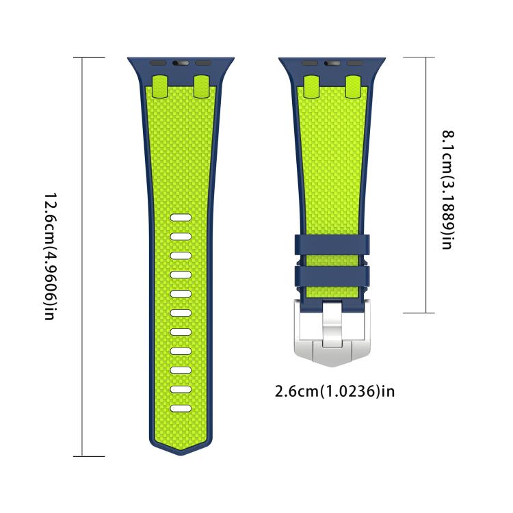 For Apple Watch 46mm / 49mm / 45mm / 44mm Kalebol Farmhouse Oak Silicone Strap(Blue + Lime Green) - Watch Bands by Kalebol | Online Shopping South Africa | PMC TechLife | Buy Now Pay Later Mobicred