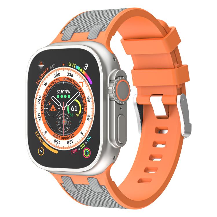 For Apple Watch 42mm / 41mm / 40mm / 38mm Kalebol Farmhouse Oak Silicone Strap(Orange + Grey) - Watch Bands by Kalebol | Online Shopping South Africa | PMC TechLife | Buy Now Pay Later Mobicred