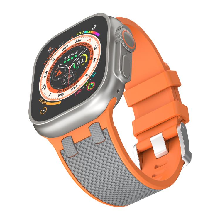 For Apple Watch 42mm / 41mm / 40mm / 38mm Kalebol Farmhouse Oak Silicone Strap(Orange + Grey) - Watch Bands by Kalebol | Online Shopping South Africa | PMC TechLife | Buy Now Pay Later Mobicred