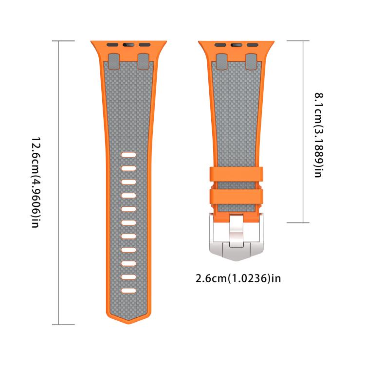 For Apple Watch 42mm / 41mm / 40mm / 38mm Kalebol Farmhouse Oak Silicone Strap(Orange + Grey) - Watch Bands by Kalebol | Online Shopping South Africa | PMC TechLife | Buy Now Pay Later Mobicred