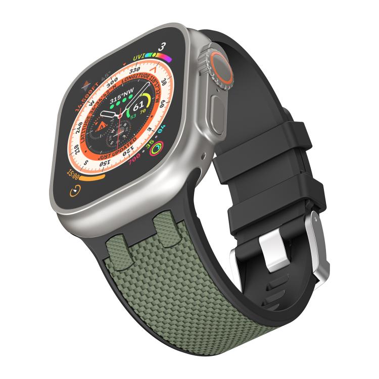 For Apple Watch 42mm / 41mm / 40mm / 38mm Kalebol Farmhouse Oak Silicone Strap(Black + Army Green) - free shipping - PMC TechLife - Order now!