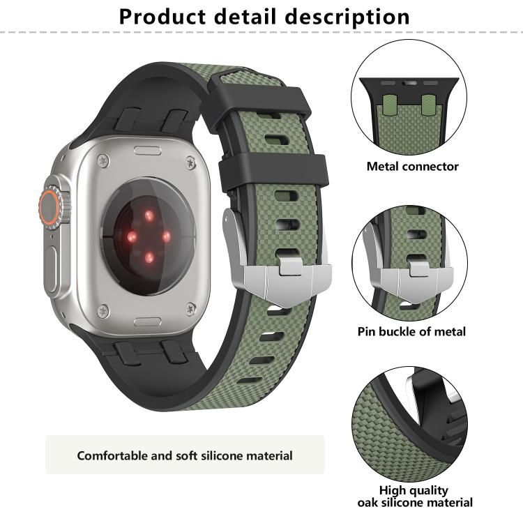 For Apple Watch 46mm / 49mm / 45mm / 44mm Kalebol Farmhouse Oak Silicone Strap(Black + Coal Grey) - Watch Bands by Kalebol | Online Shopping South Africa | PMC TechLife | Buy Now Pay Later Mobicred