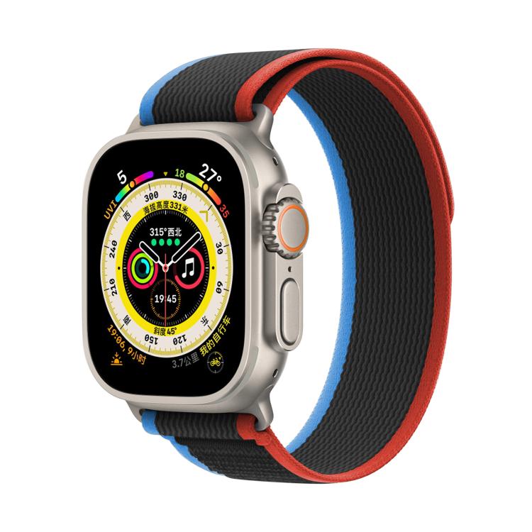 For Apple Watch 46mm / 49mm / 45mm / 44mm Kalebol Wild Track Loop Nylon Watch Band(Blue+Black) - Watch Bands by Kalebol | Online Shopping South Africa | PMC TechLife | Buy Now Pay Later Mobicred