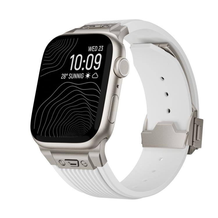For Apple Watch 46mm / 49mm / 45mm / 44mm Kalebol High Elasticity L-shaped Nail Silicone Strap(White) - Watch Bands by Kalebol | Online Shopping South Africa | PMC TechLife | Buy Now Pay Later Mobicred