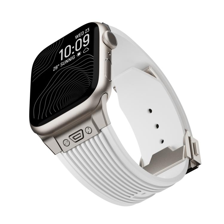 For Apple Watch 46mm / 49mm / 45mm / 44mm Kalebol High Elasticity L-shaped Nail Silicone Strap(White) - Watch Bands by Kalebol | Online Shopping South Africa | PMC TechLife | Buy Now Pay Later Mobicred