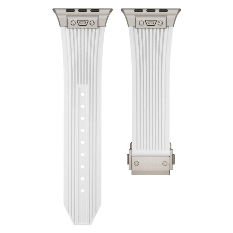 For Apple Watch 46mm / 49mm / 45mm / 44mm Kalebol High Elasticity L-shaped Nail Silicone Strap(White) - Watch Bands by Kalebol | Online Shopping South Africa | PMC TechLife | Buy Now Pay Later Mobicred