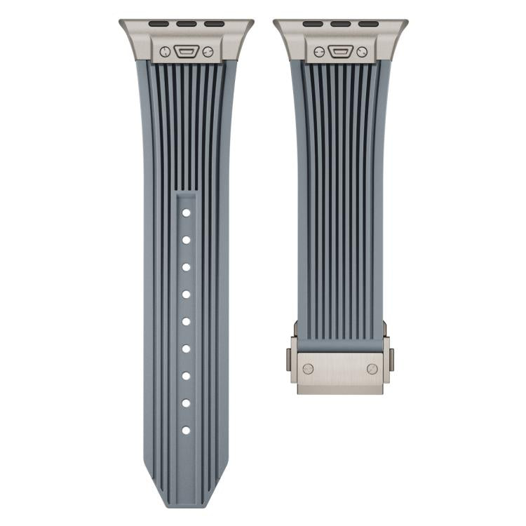 For Apple Watch 46mm / 49mm / 45mm / 44mm Kalebol High Elasticity L-shaped Nail Silicone Strap(Space Grey) - Watch Bands by Kalebol | Online Shopping South Africa | PMC TechLife | Buy Now Pay Later Mobicred