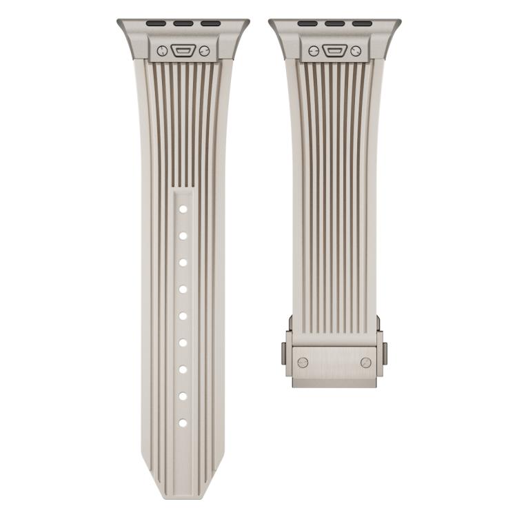 For Apple Watch 46mm / 49mm / 45mm / 44mm Kalebol High Elasticity L-shaped Nail Silicone Strap(Starlight) - free shipping - PMC TechLife - Order now!