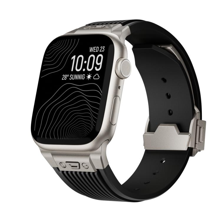 For Apple Watch 42mm / 41mm / 40mm / 38mm Kalebol High Elasticity L-shaped Nail Silicone Strap(Black) - free shipping - PMC TechLife - Order now!