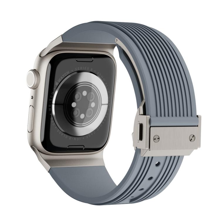 For Apple Watch 42mm / 41mm / 40mm / 38mm Kalebol High Elasticity L-shaped Nail Silicone Strap(Space Grey) - Watch Bands by Kalebol | Online Shopping South Africa | PMC TechLife | Buy Now Pay Later Mobicred