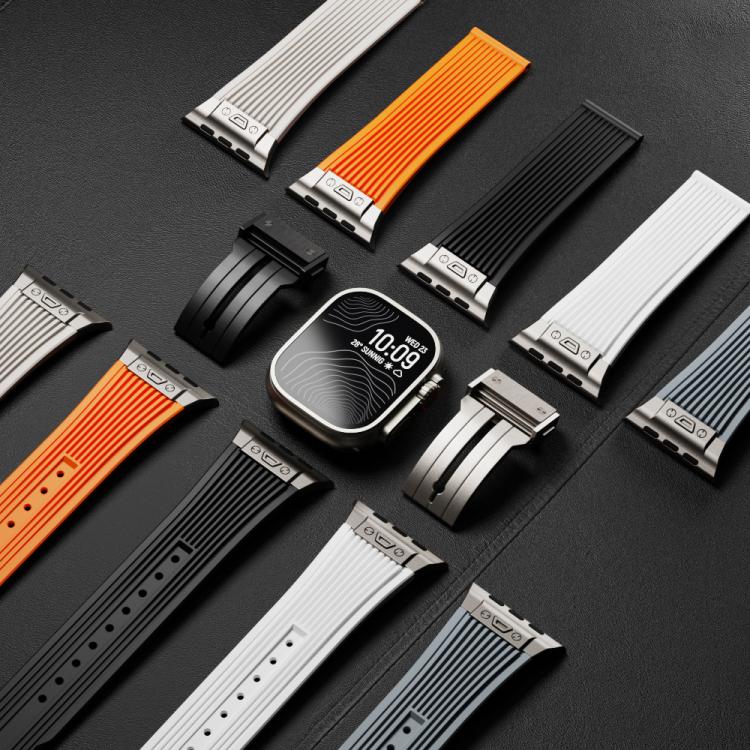For Apple Watch 46mm / 49mm / 45mm / 44mm Kalebol High Elasticity L-shaped Nail Silicone Strap(Space Grey) - Watch Bands by Kalebol | Online Shopping South Africa | PMC TechLife | Buy Now Pay Later Mobicred