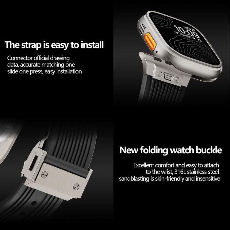 For Apple Watch 42mm / 41mm / 40mm / 38mm Kalebol High Elasticity L-shaped Nail Silicone Strap(Space Grey) - Watch Bands by Kalebol | Online Shopping South Africa | PMC TechLife | Buy Now Pay Later Mobicred