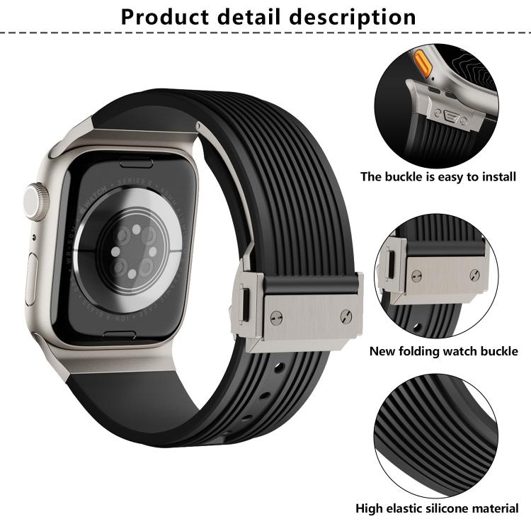 For Apple Watch 42mm / 41mm / 40mm / 38mm Kalebol High Elasticity L-shaped Nail Silicone Strap(Black) - free shipping - PMC TechLife - Order now!