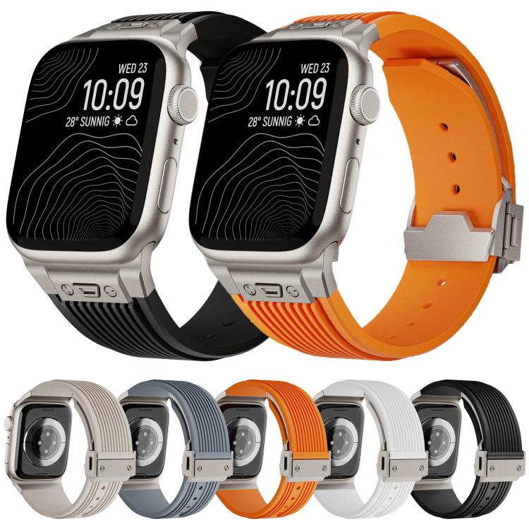 For Apple Watch 42mm / 41mm / 40mm / 38mm Kalebol High Elasticity L-shaped Nail Silicone Strap(Black) - free shipping - PMC TechLife - Order now!