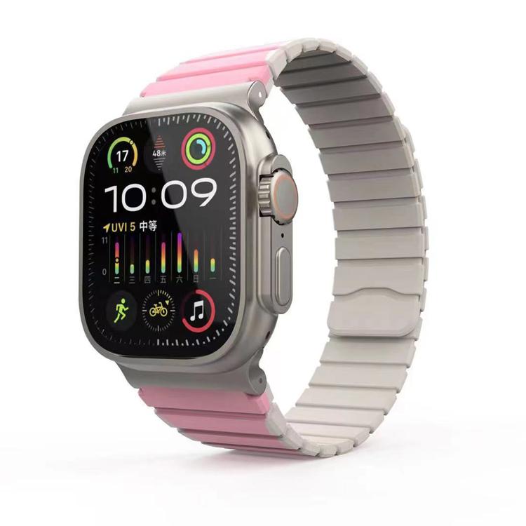 For Apple Watch 46mm / 49mm / 45mm / 44mm Kalebol Magnetic Silicone Strap(Pink) - Watch Bands by Kalebol | Online Shopping South Africa | PMC TechLife | Buy Now Pay Later Mobicred