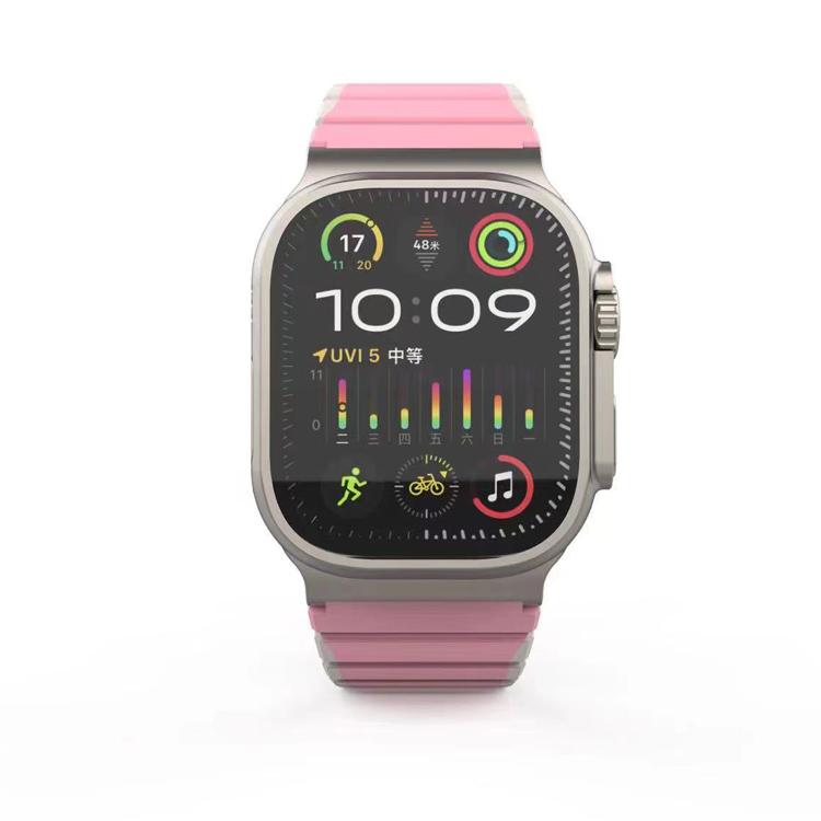 For Apple Watch 46mm / 49mm / 45mm / 44mm Kalebol Magnetic Silicone Strap(Pink) - Watch Bands by Kalebol | Online Shopping South Africa | PMC TechLife | Buy Now Pay Later Mobicred