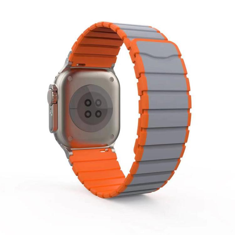 For Apple Watch 46mm / 49mm / 45mm / 44mm Kalebol Magnetic Silicone Strap(Grey Orange) - Watch Bands by Kalebol | Online Shopping South Africa | PMC TechLife | Buy Now Pay Later Mobicred