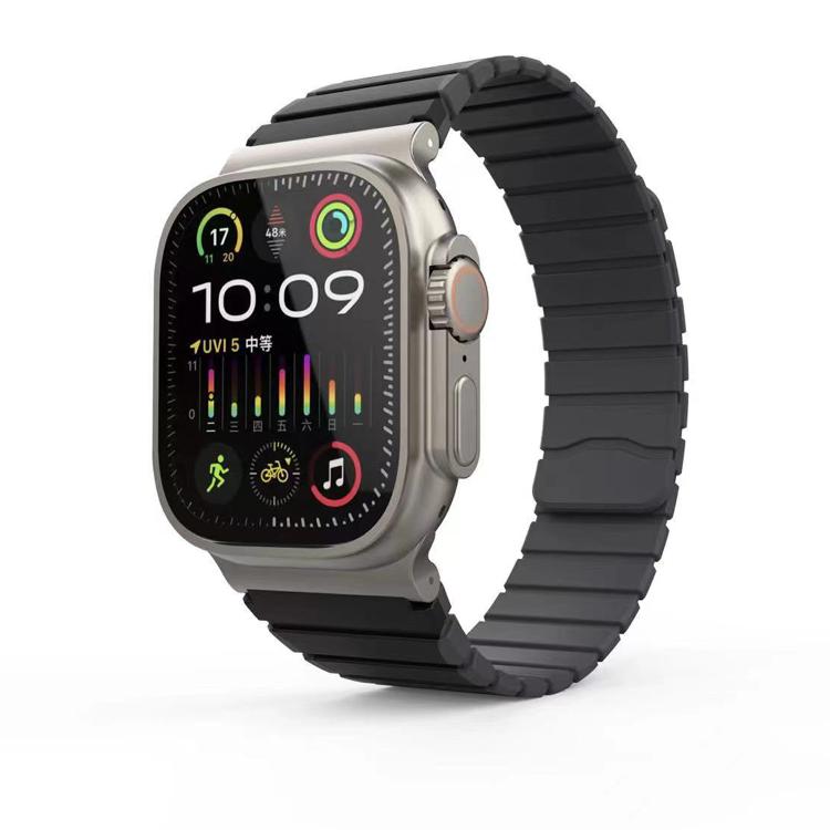 For Apple Watch 42mm / 41mm / 40mm / 38mm Kalebol Magnetic Silicone Strap(Black Grey) - Watch Bands by Kalebol | Online Shopping South Africa | PMC TechLife | Buy Now Pay Later Mobicred