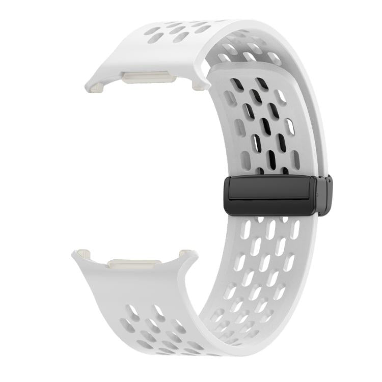 For Samsung Galaxy Watch Ultra 47mm Kalebol Porous Silicone Magnetic Watch Band(White) - Watch Bands by Kalebol | Online Shopping South Africa | PMc TechLife | Buy Now Pay Later Mobicred