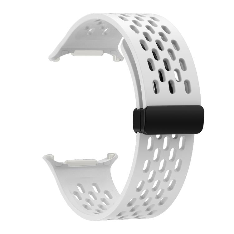 For Samsung Galaxy Watch Ultra 47mm Kalebol Porous Silicone Magnetic Watch Band(White) - Watch Bands by Kalebol | Online Shopping South Africa | PMc TechLife | Buy Now Pay Later Mobicred