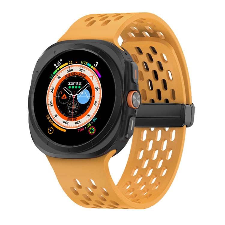 For Samsung Galaxy Watch Ultra 47mm Kalebol Porous Silicone Magnetic Watch Band(Yellow) - free shipping - PMc TechLife - Order now!