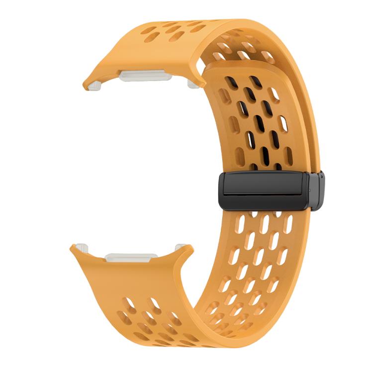 For Samsung Galaxy Watch Ultra 47mm Kalebol Porous Silicone Magnetic Watch Band(Yellow) - free shipping - PMc TechLife - Order now!