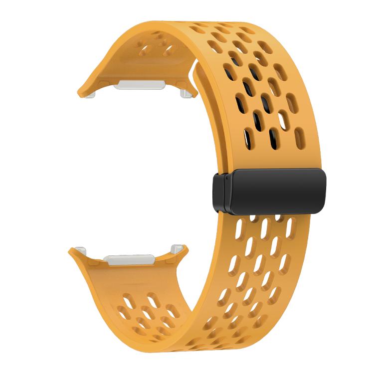 For Samsung Galaxy Watch Ultra 47mm Kalebol Porous Silicone Magnetic Watch Band(Yellow) - free shipping - PMc TechLife - Order now!