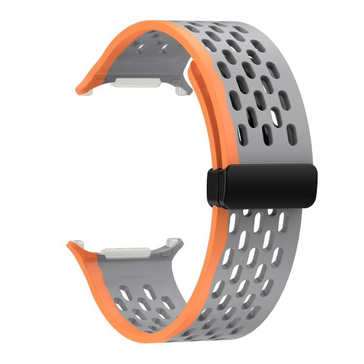 For Samsung Galaxy Watch Ultra 47mm Kalebol Porous Silicone Magnetic Watch Band(Grey Orange) - free shipping - PMc TechLife - Order now!