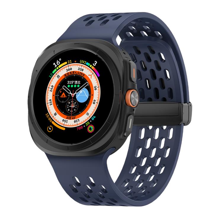For Samsung Galaxy Watch Ultra 47mm Kalebol Porous Silicone Magnetic Watch Band(Blue) - Watch Bands by Kalebol | Online Shopping South Africa | PMc TechLife | Buy Now Pay Later Mobicred