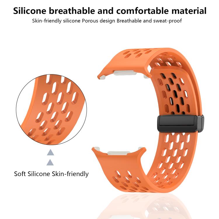 For Samsung Galaxy Watch Ultra 47mm Kalebol Porous Silicone Magnetic Watch Band(Orange) - free shipping - PMc TechLife - Order now!