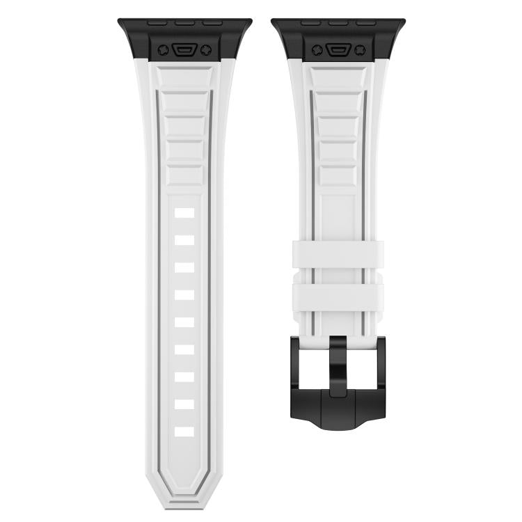 For Apple Watch 46mm / 49mm / 45mm / 44mm Kalebol High Stretch Silicone Armor Watch Band(Black White) - free shipping - PMc TechLife - Order now!