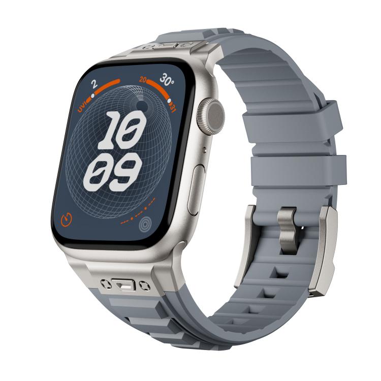 For Apple Watch 46mm / 49mm / 45mm / 44mm Kalebol High Stretch Silicone Armor Watch Band(Titanium Grey) - free shipping - PMc TechLife - Order now!