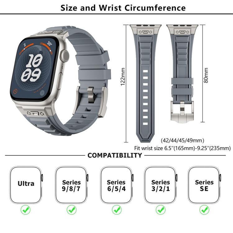 For Apple Watch 46mm / 49mm / 45mm / 44mm Kalebol High Stretch Silicone Armor Watch Band(Titanium Black) - free shipping - PMc TechLife - Order now!