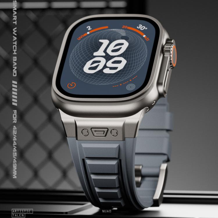 For Apple Watch 46mm / 49mm / 45mm / 44mm Kalebol High Stretch Silicone Armor Watch Band(Black) - free shipping - PMc TechLife - Order now!