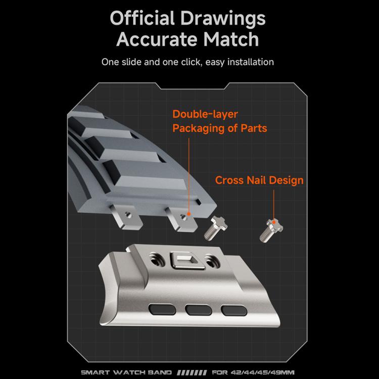 For Apple Watch 46mm / 49mm / 45mm / 44mm Kalebol High Stretch Silicone Armor Watch Band(Black) - free shipping - PMc TechLife - Order now!