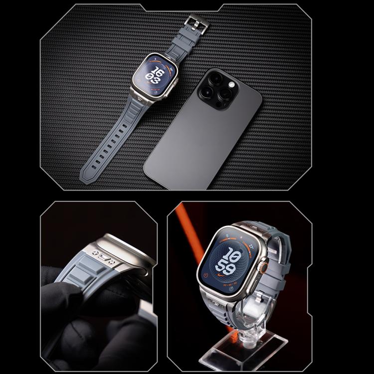 For Apple Watch 46mm / 49mm / 45mm / 44mm Kalebol High Stretch Silicone Armor Watch Band(Titanium Grey) - free shipping - PMc TechLife - Order now!