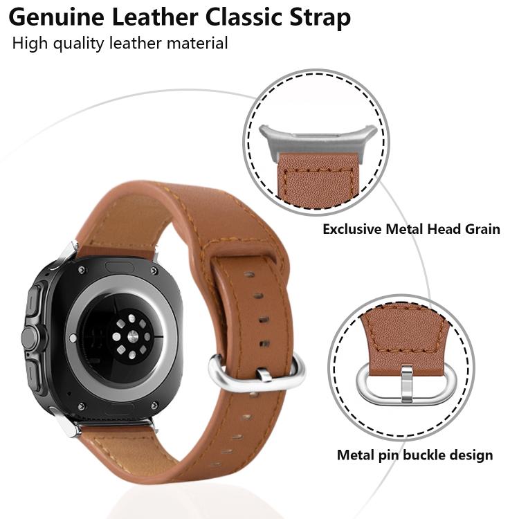For Samsung Galaxy Watch Ultra 47mm Kalebol Genuine Leather Watch Band(Light Grey) - Watch Bands by Kalebol | Online Shopping South Africa | PMc TechLife | Buy Now Pay Later Mobicred