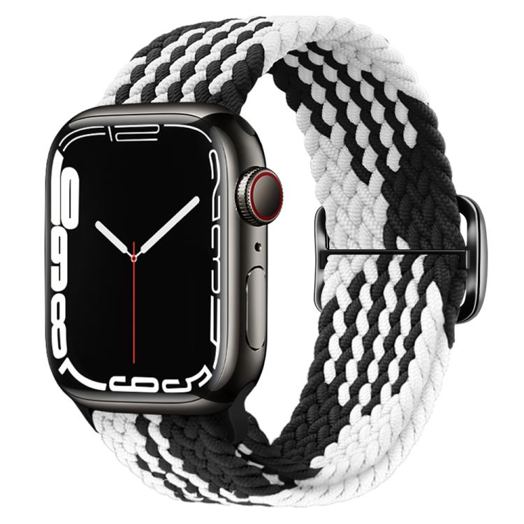 For Apple Watch 46mm / 49mm / 45mm / 44mm Kalebol Eight Buckle Nylon Braided Watch Band(Black White) - Watch Bands by Kalebol | Online Shopping South Africa | PMC TechLife | Buy Now Pay Later Mobicred