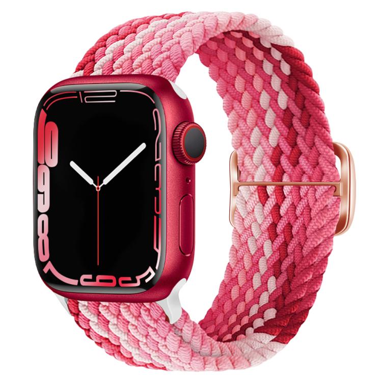 For Apple Watch 46mm / 49mm / 45mm / 44mm Kalebol Eight Buckle Nylon Braided Watch Band(Strawberry Red) - Watch Bands by Kalebol | Online Shopping South Africa | PMC TechLife | Buy Now Pay Later Mobicred